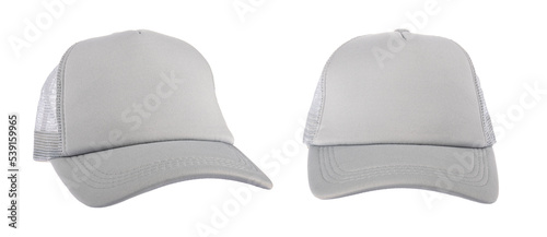 Fotografie, Obraz Grey baseball cap isolated without shadow  white background