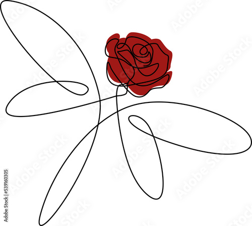 A single line work that turns from a dragonfly into a rose. Continuing line art that can be used in prints and designs.