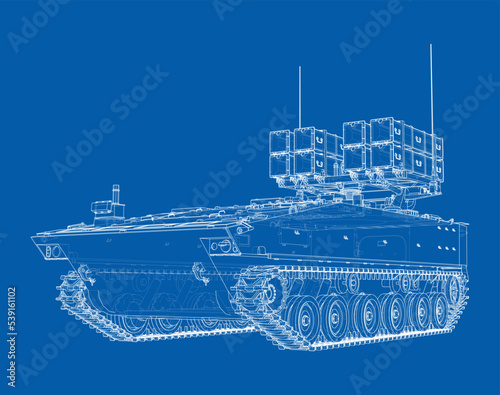 Military track missle system. Vector