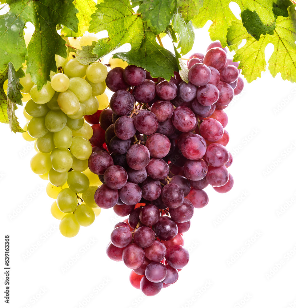 PNG. Bunches of green and pink grapes.