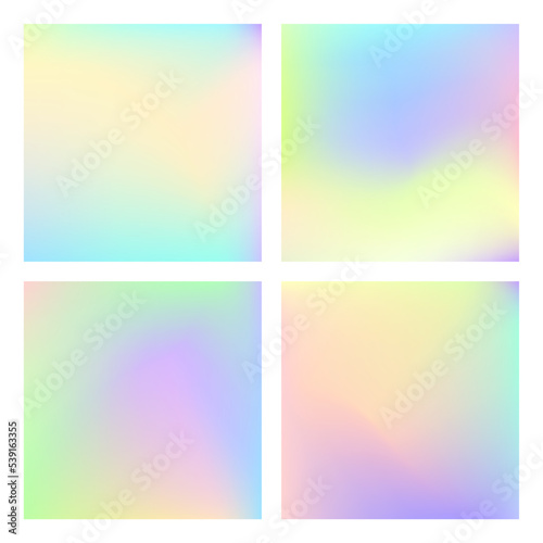 Smooth blurry iridescent backgrounds collection - abstract gradient holographic effect backgrounds set