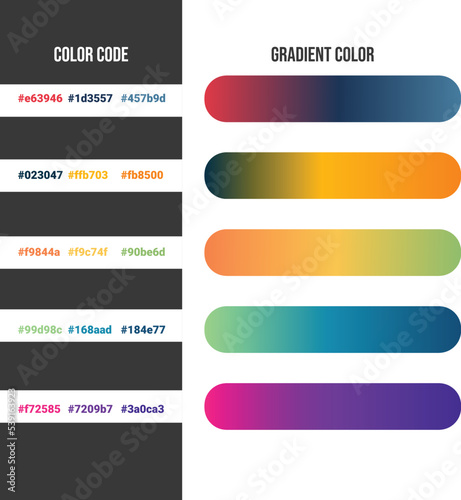 5 different gradient color palette