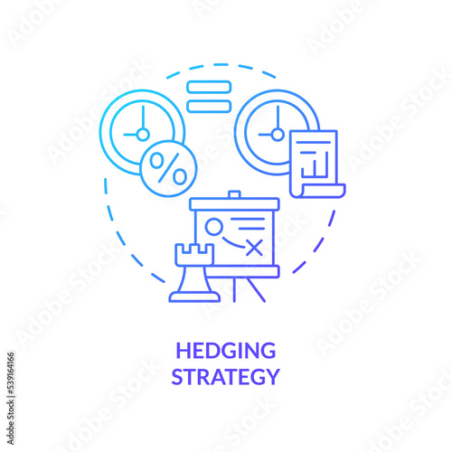 Hedging strategy blue gradient concept icon. Maturity matching. Type of working capital approach abstract idea thin line illustration. Isolated outline drawing. Myriad Pro-Bold font used