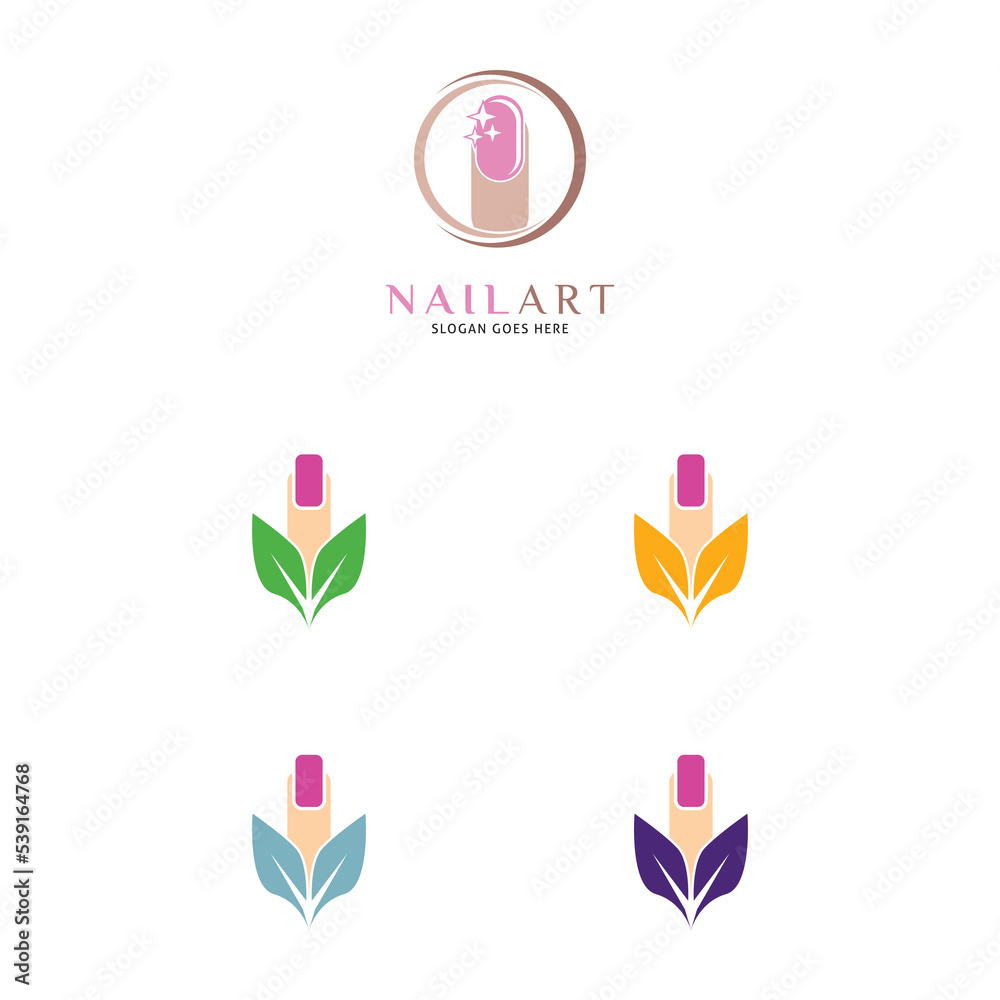 Set of Nail Art Icon Vector Logo Template Illustration Design