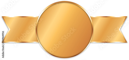 vector illustration of gold colored award ribbon banner on white background