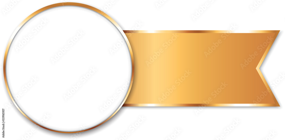 vector illustration of white colored award with gold ribbon banner on white background