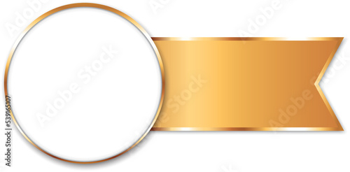 vector illustration of white colored award with gold ribbon banner on white background