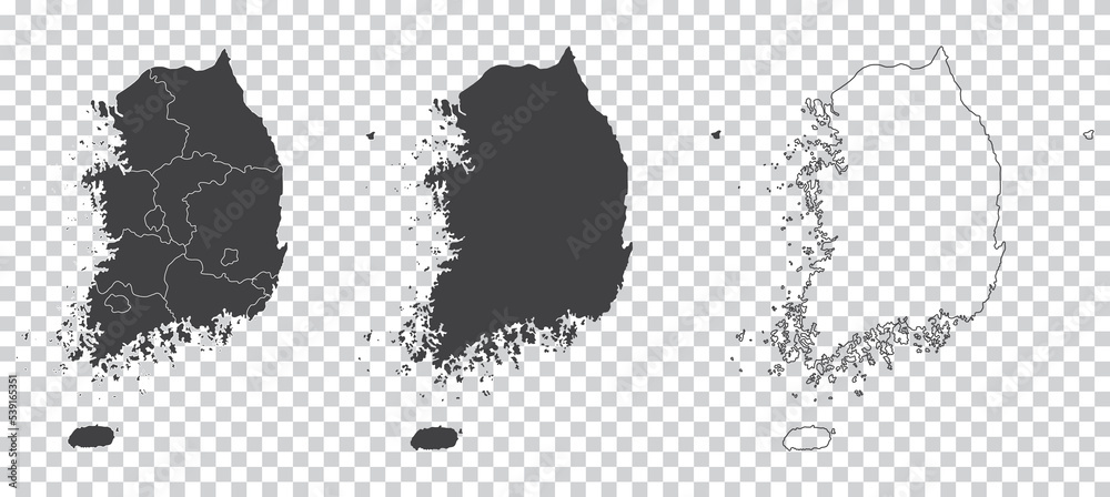 set of 3 maps of South Korea - vector illustrations Stock Vector ...