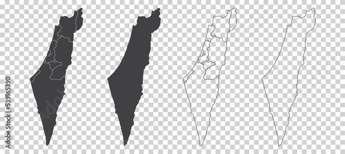 set of 4 maps of Israel - vector illustrations