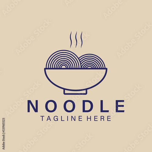 Noodle line art logo, icon and symbol, vector illustration design