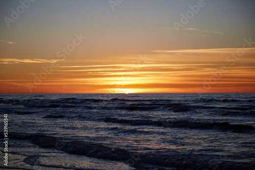 View on a sunset under the sea  seaside selective focus