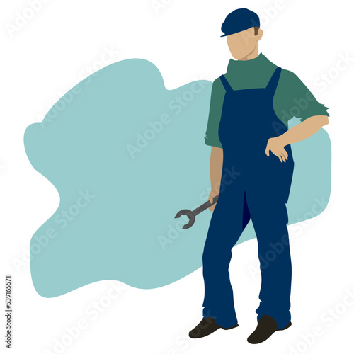 Vector illustrasion. Worker, men with a  instrument