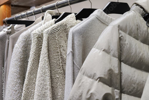 New collection women's sweaters close-up