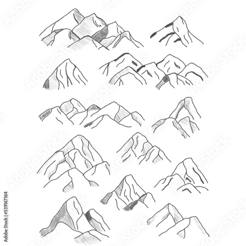 image of mountains drawn in pencil  mountains outline