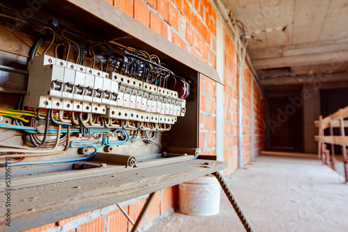 Electric power supply to the construction site, electrical control circuit breaker board with fuses photo