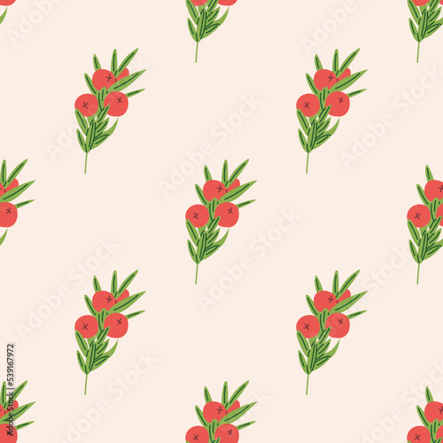 Seamless Pattern with Juniper. Thanksgiving Day collection. Flat vector illustration