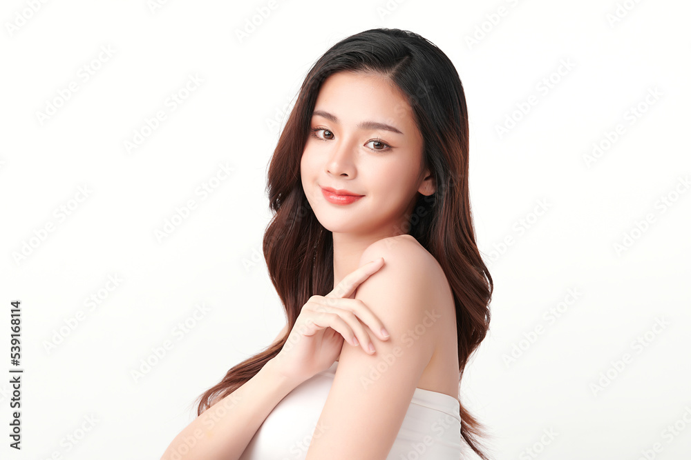 Beautiful young asian woman with clean fresh skin on white background, Face care, Facial treatment, Cosmetology, beauty and spa, Asian women portrait. Beautiful young asian woman with clean fresh skin on white background, Face care, Facial treatment, Cosmetology, beauty and spa, Asian women portrait.