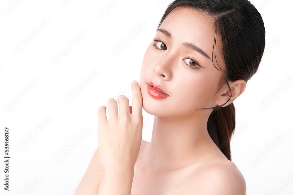 Beautiful young asian woman with clean fresh skin on white background, Face care, Facial treatment, Cosmetology, beauty and spa, Asian women portrait. Beautiful young asian woman with clean fresh skin on white background, Face care, Facial treatment, Cosmetology, beauty and spa, Asian women portrait.