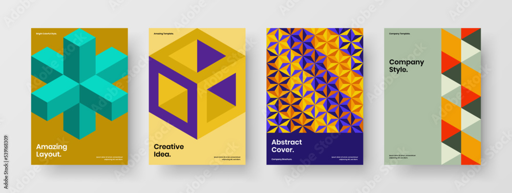 Simple banner design vector illustration bundle. Creative geometric shapes flyer template composition.