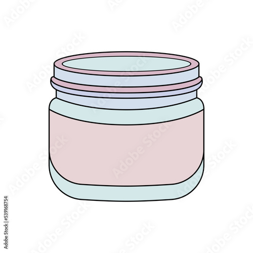 Empty jar of face cream or mask, conditioner or gel. Colored simple icon. Cosmetic product, face care