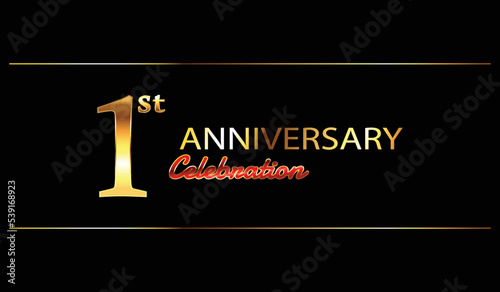 1 anniversary background. 1st anniversary celebration. 1 year anniversary celebration. One Anniversary on black background.