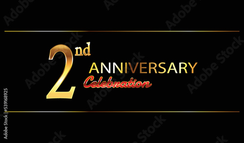 2 anniversary background. 2nd anniversary celebration. 2 year anniversary celebration. Two Anniversary on black background.