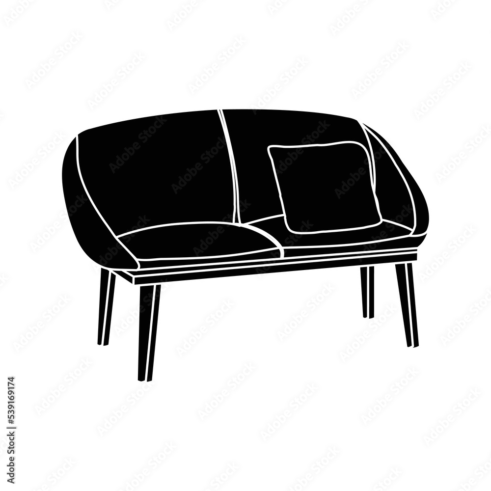 Small sofa simple silhouette icon. Furniture and interior decoration and design Small sofa simple silhouette icon. Furniture and interior decoration and design