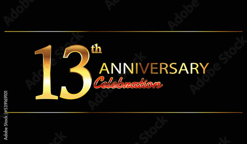 13 anniversary background. 13th anniversary celebration. 13 year anniversary celebration. Anniversary on black background. photo