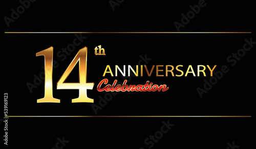 14 anniversary background. 14th anniversary celebration. 14 year anniversary celebration. Anniversary on black background.