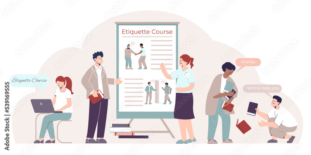 Etiquette Course Flat Illustration