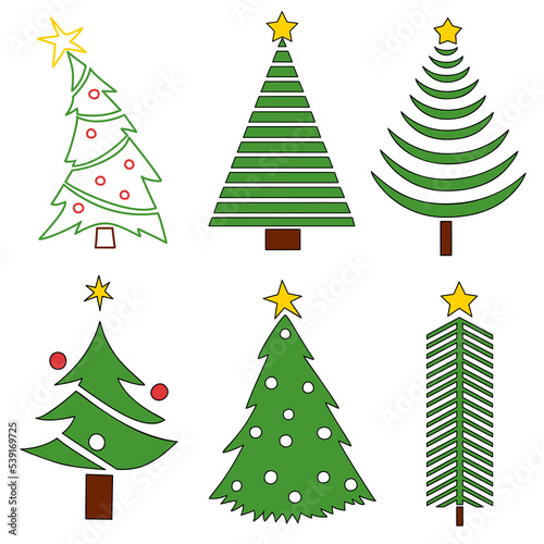 Obraz na płótnie Vector Christmas tree set, pines for greeting cards, invitations, banners, web. w salonie