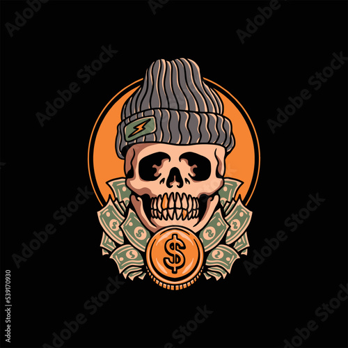 rich skull tattoo vector design