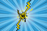 Comic book versus background. Cartoon lightning versus in retro pop art style. Blank template design. Vector illustration