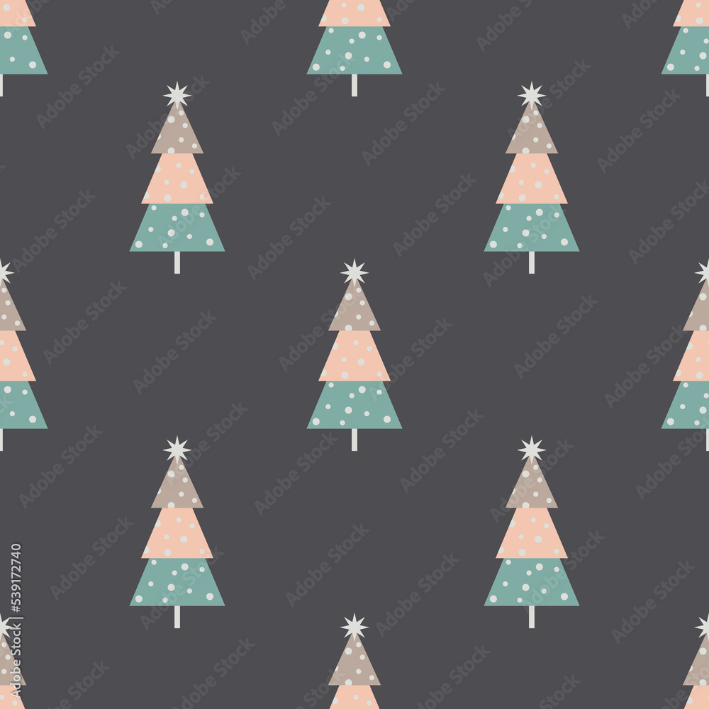 Christmas Tree Boho Seamless Pattern, Abstract Modern Merry Christmas Background Christmas Tree Boho Seamless Pattern, Abstract Modern Merry Christmas Background