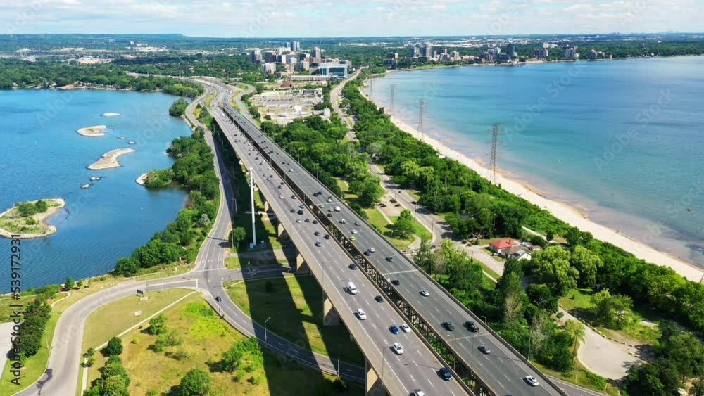 Aerial hyperlapse above the Burlington Skyway, Canada 4K Aerial hyperlapse above the Burlington Skyway, Canada 4K