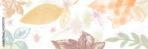 watercolor background with leaves