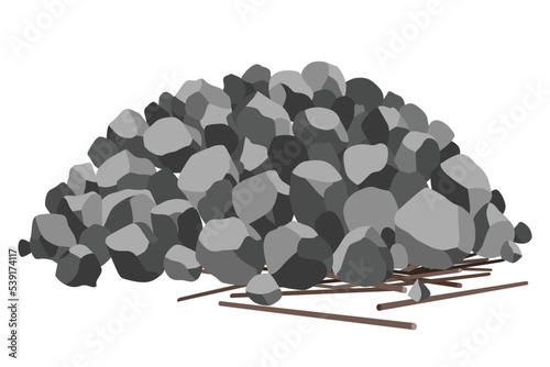 Building material. Heap of gravel. Cartoon supplies for buildings works. Construction concept. Illustration can be used for construction sites or illustrate renovation works