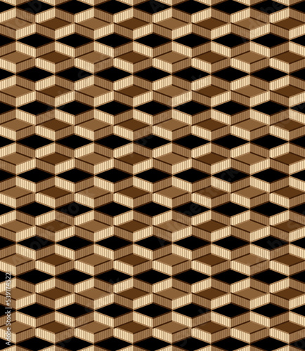 wooden seamless hexagonal geometric pattern design vector