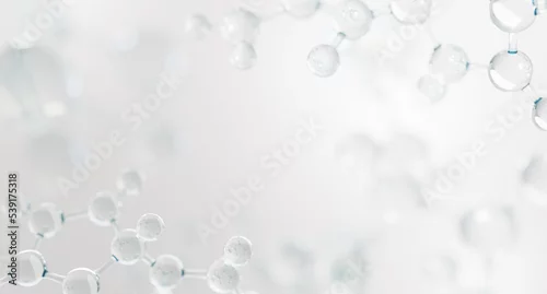 Obraz Science cosmetic, 3D Collagen serum and vitamin hyaluronic acid skin care solutions with cosmetic advertising background.