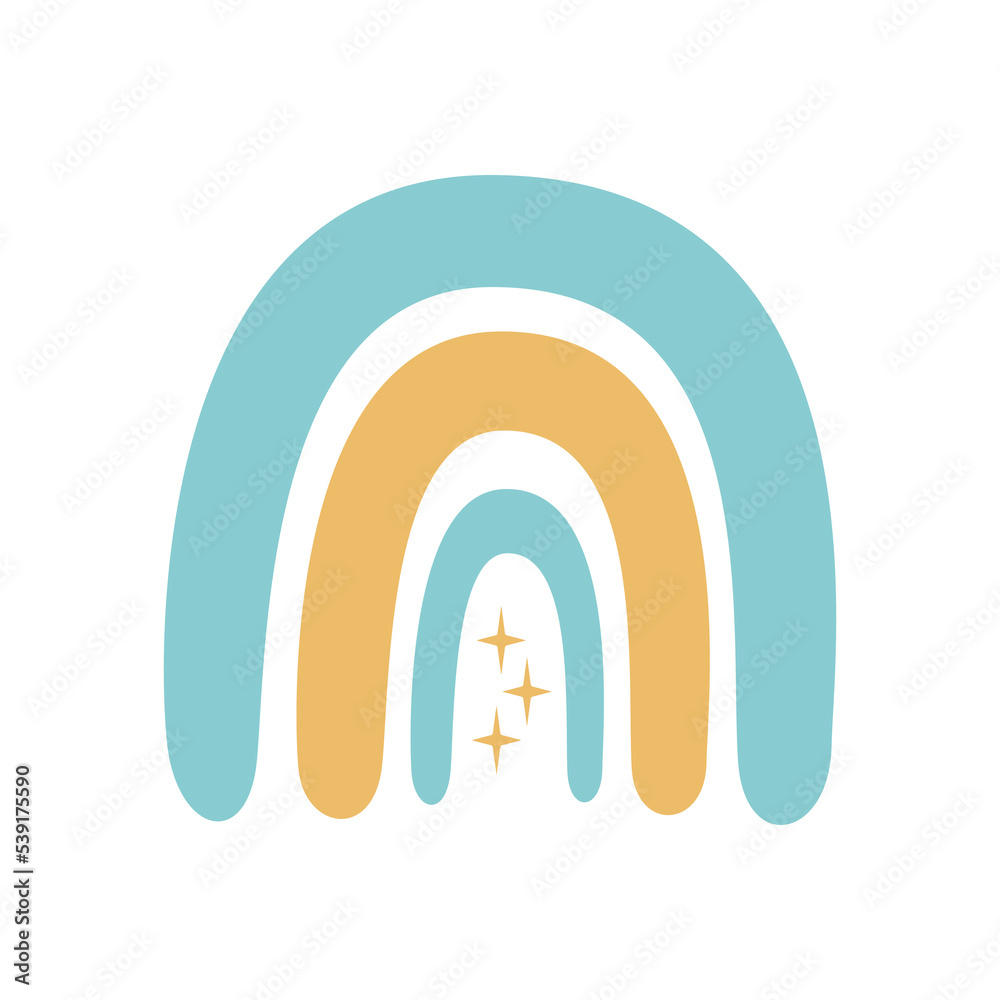 Obraz premium Flat vector hippy boho illustration. Hand drawn retro groovy rainbow