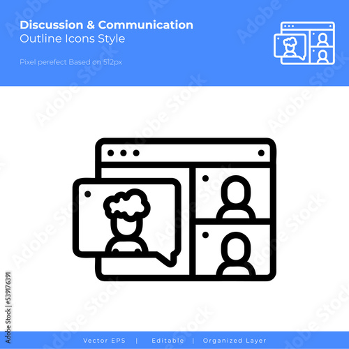 online meeting .outline icon style. Vector icon