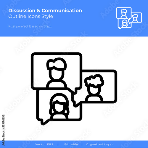 online discussion .outline icon style. Vector icon