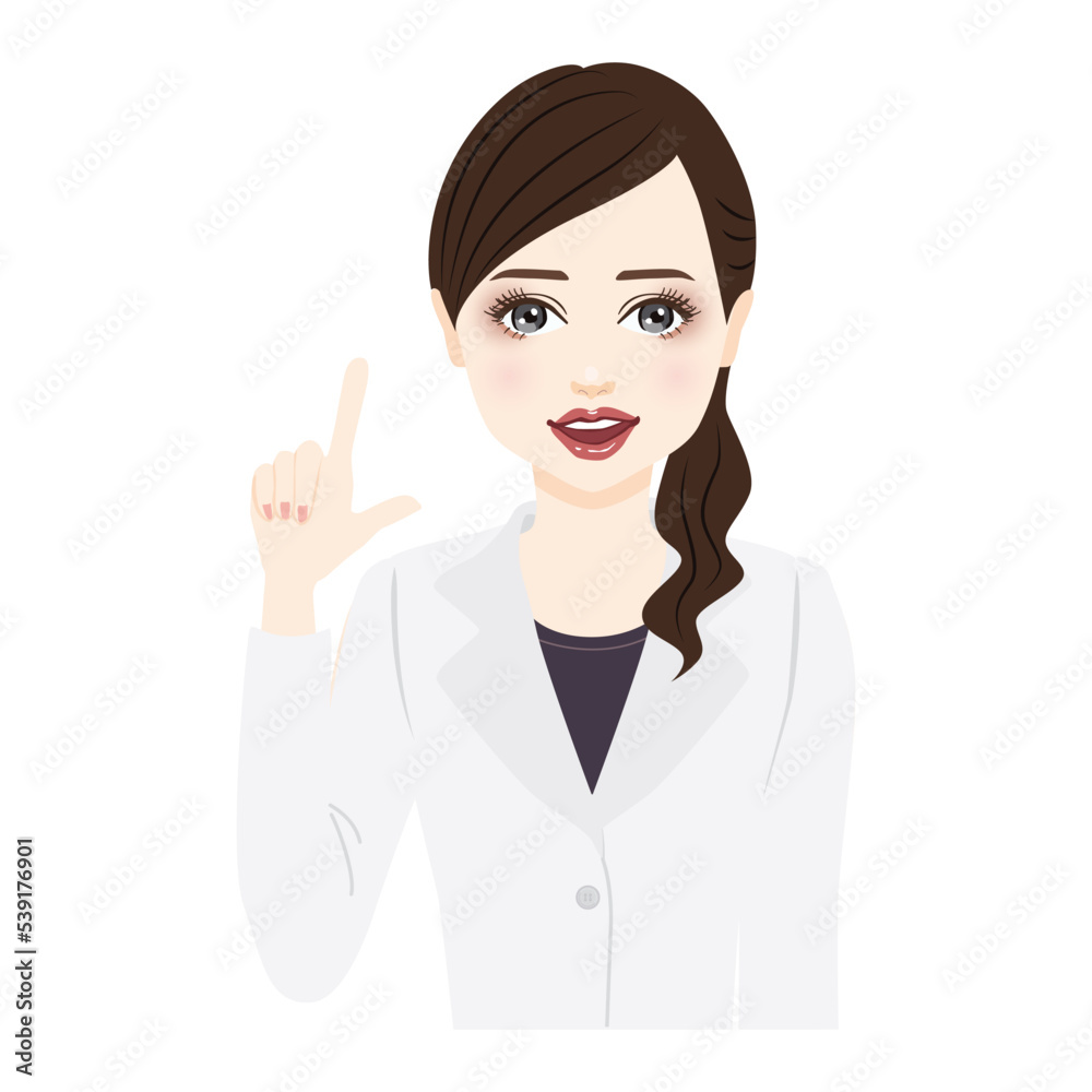 woman in a white coat with ponytail hit upon a good idea woman in a white coat with ponytail hit upon a good idea