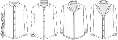 mens long sleeve shirts fashion flat sketch vector illustration