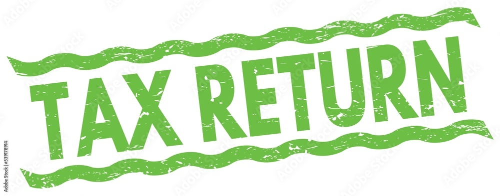 TAX RETURN text on green lines stamp sign. TAX RETURN text on green lines stamp sign.