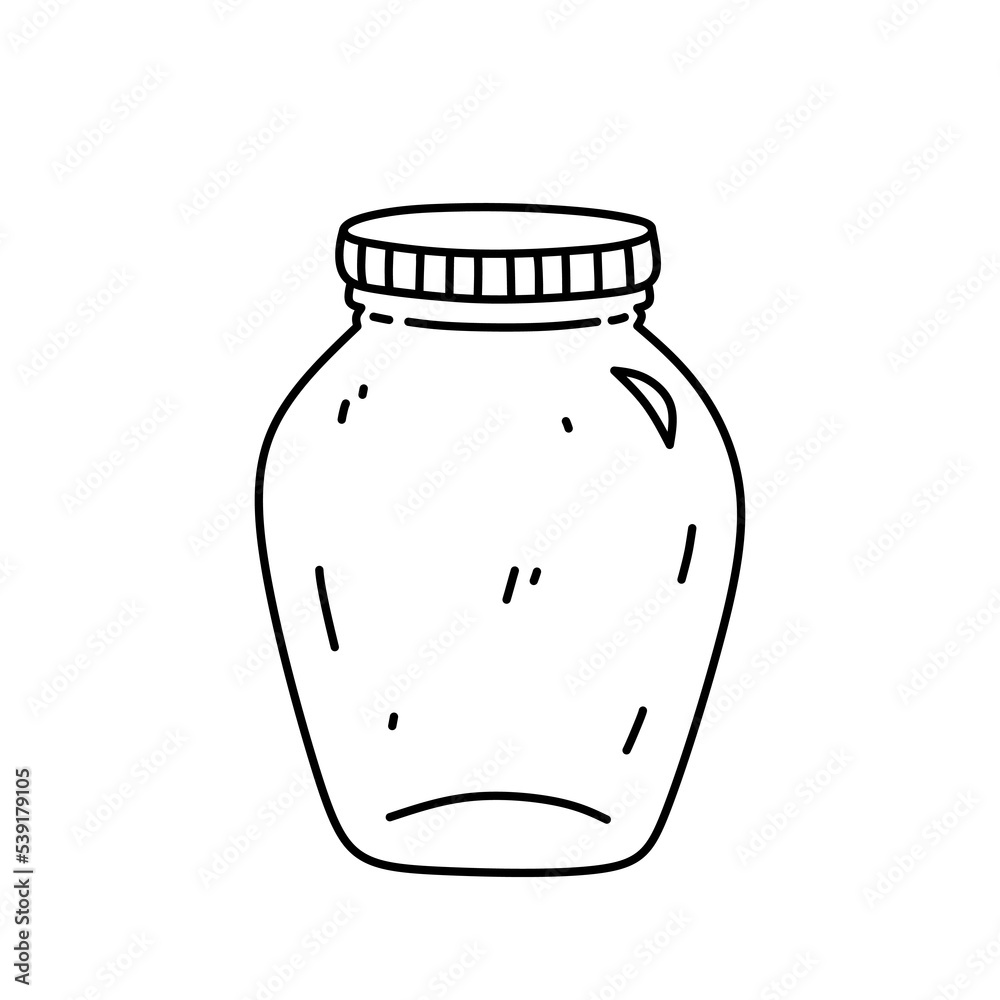 Glass jar isolated on white background. Vector hand-drawn illustration in doodle style. Perfect for decorations, logo, various designs. Glass jar isolated on white background. Vector hand-drawn illustration in doodle style. Perfect for decorations, logo, various designs.