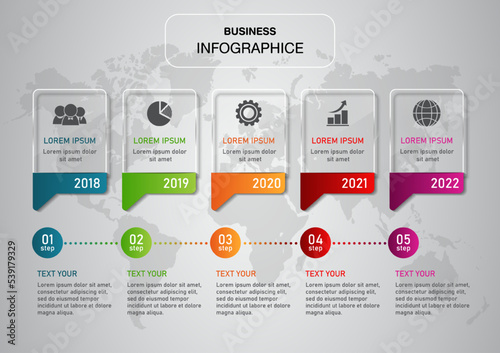 5 steps business infographic 3 d 
timeline style,Glass design, can be used for workflow layout, diagram, annual report, web design.Creative banner, label vector, Statistical Research Report Design.