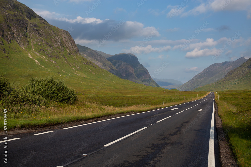 A82 road in the valleys of Glencoe, Highlands, Scotland