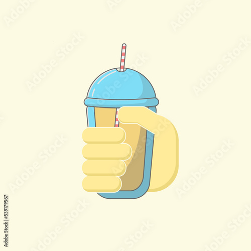 Frozen drink cup being held illustration.