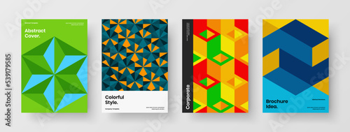 Modern leaflet vector design concept composition. Original mosaic tiles journal cover layout set.